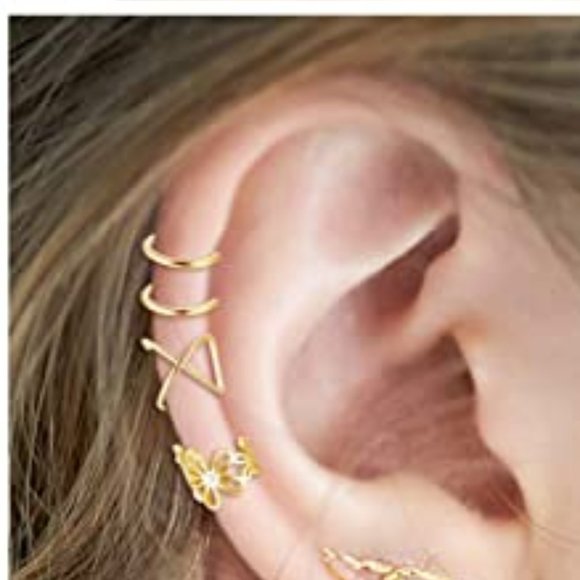 8 pairs of stainless steel earrings/cuffs in gold - Picture 2 of 5